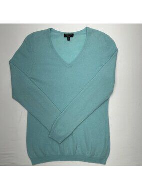 Charter Club Womens 100% Cashmere V-Neck Sweater Luxurious Blue Size L